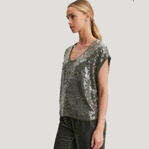 Michael Kors Sequin Scoop Neck Tee